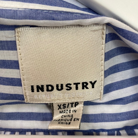 Pinstripe Button Down Shirt Blue/White Size XS - Picture 2 of 7